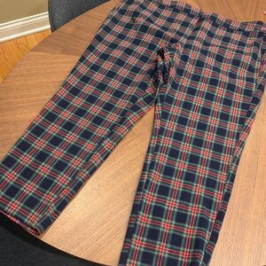 Talbots Straight Pants Size 18W Navy Green Tartan Plaid EUC